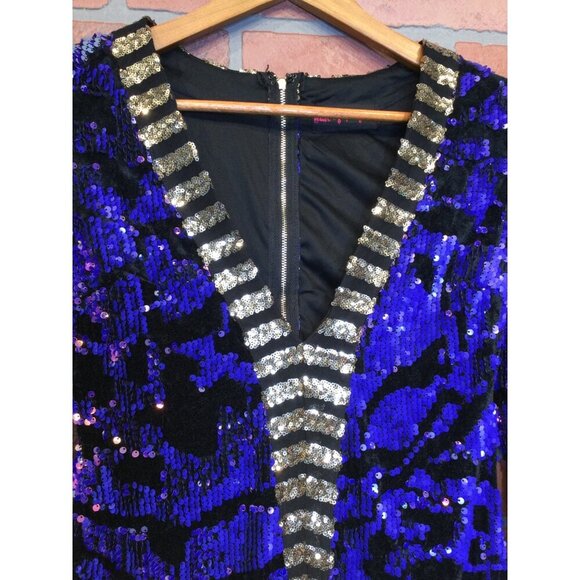 House Of Jade Sky Sequin Mini Dress Size 8 Sequined Party Cocktail Event Glam - Picture 3 of 9